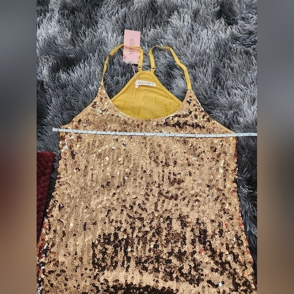 Maner womens gold sequin tank top size X-Large - Picture 9 of 9